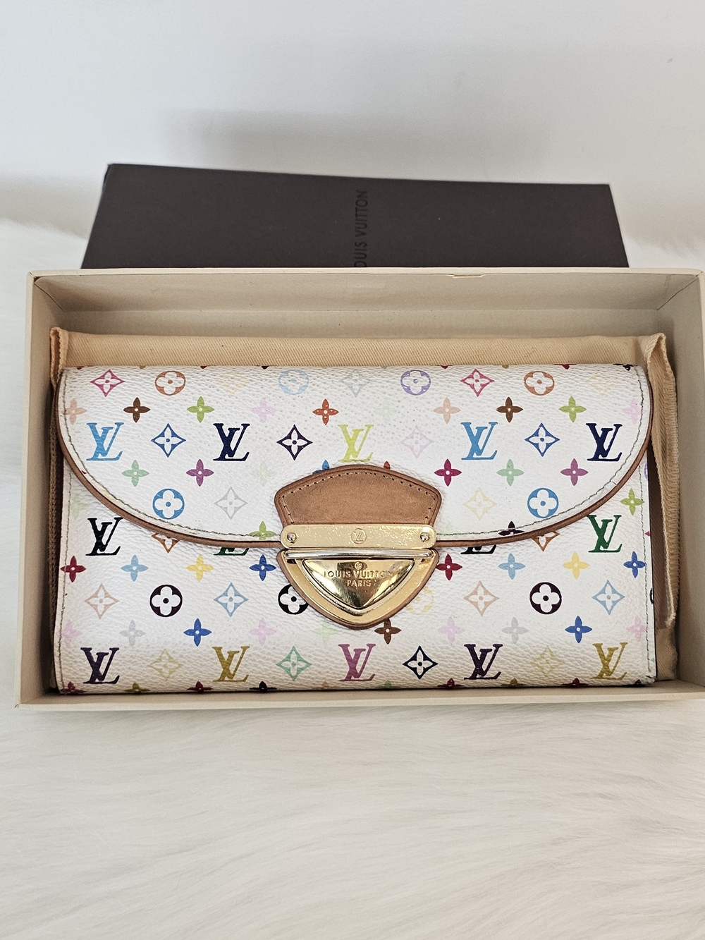 Louis Vuitton White Multicolor Monogram Clasp Continental Wallet